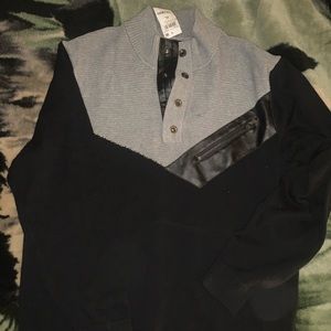 Mens leather like accent sweater